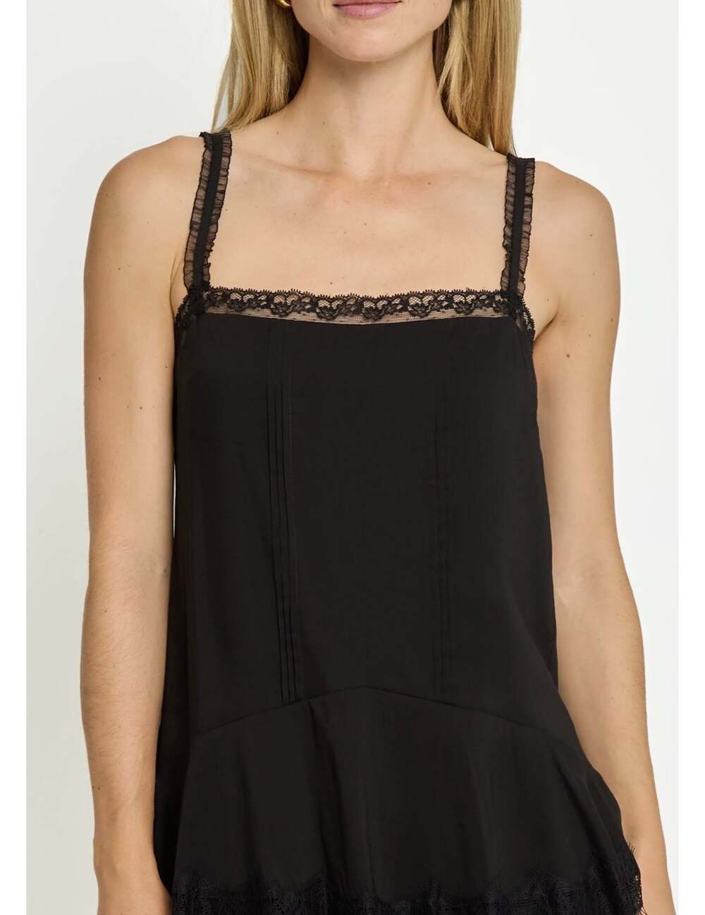 Kourt Armanii Lace Trim Tiered Mini Dress Ivory Size 4